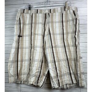 Billabong Shorts Men's Size 36 Brown Plaid Chino‎ Embroidered Logo Pockets Sh80
